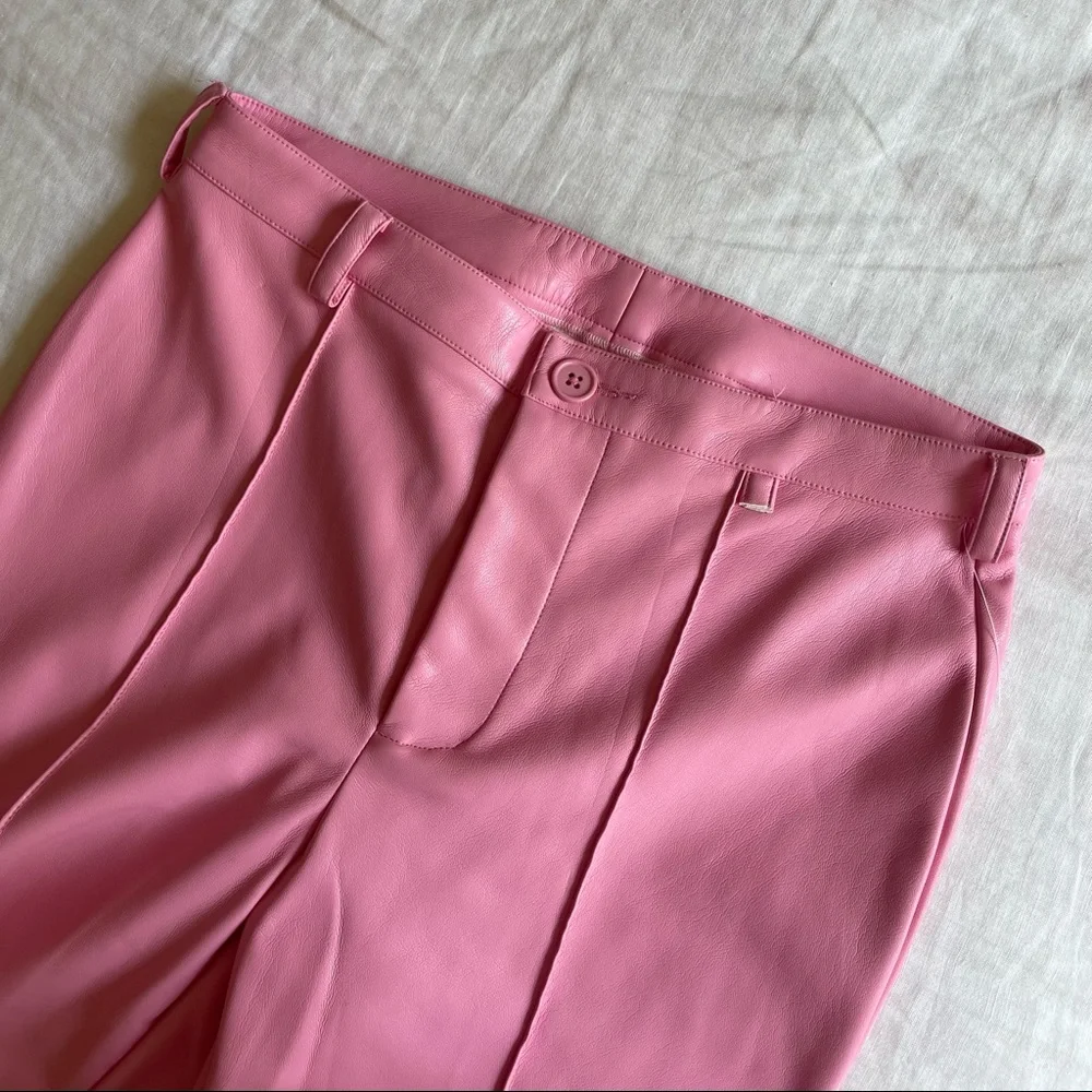 Frankies Bikinis Pink Caroline Kennedy Vegan Leather Pants - Picture 7 of 10